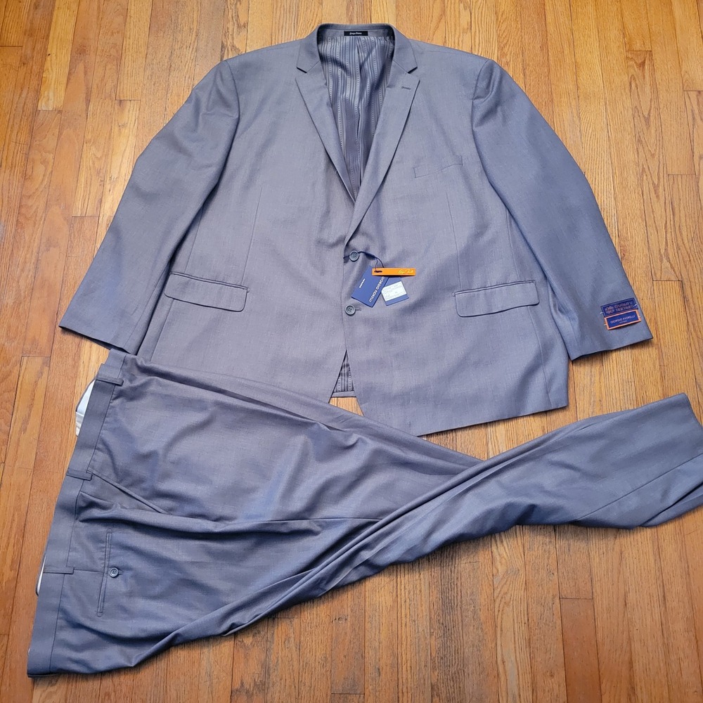 Giorgio Fiorelli 62 Suit Gray 2 Button Flat Front Pants 57 Formal Wedding Church